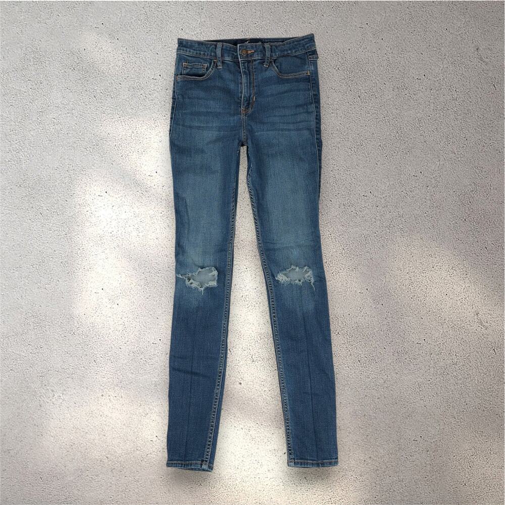 Hollister High Rise Super Skinny Jeans Women’s 27/32 5L Blue Distressed Stretch